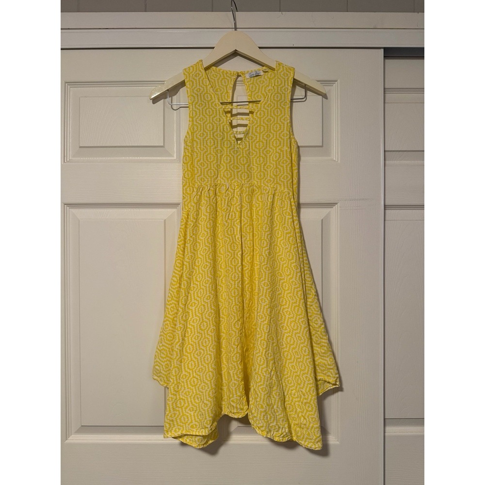 Ava Sky Fighting Eel Asymmetrical Geometric‎ Yellow Summer Hawaiian Dress Tunic